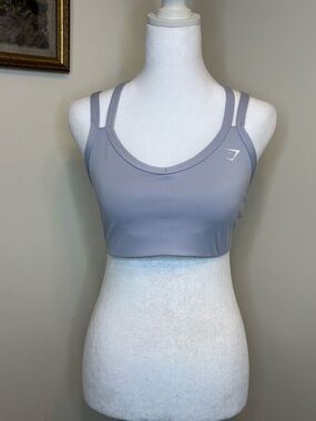 Gymshark Women's Light Gray Double-Strap Sports Bra - Soft Gray